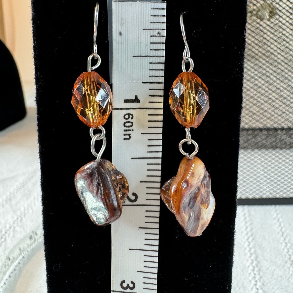Earrings pierced fashion jewelry brown tone hanging earrings